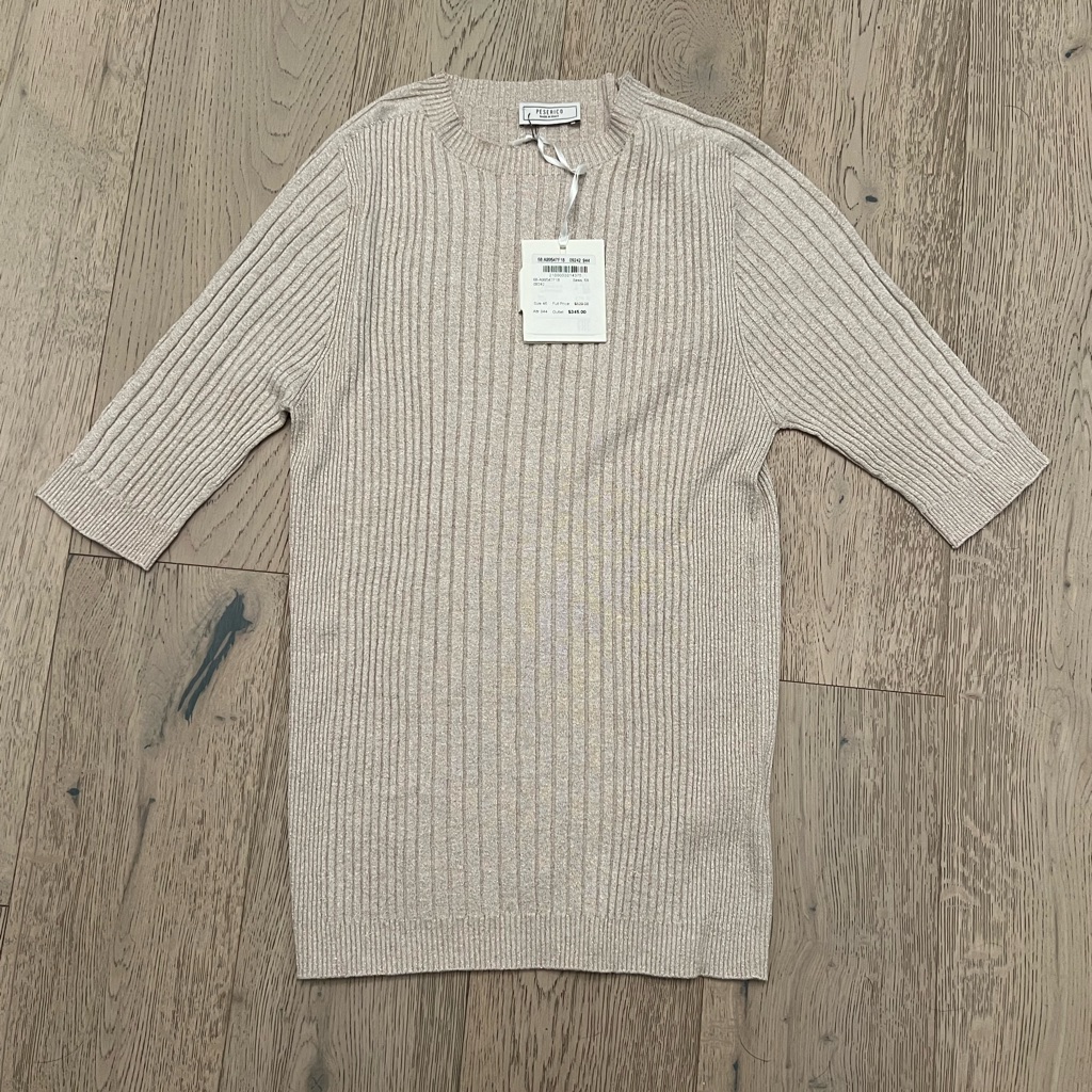 Peserico Cream Ribbed Crew Neck Sweater